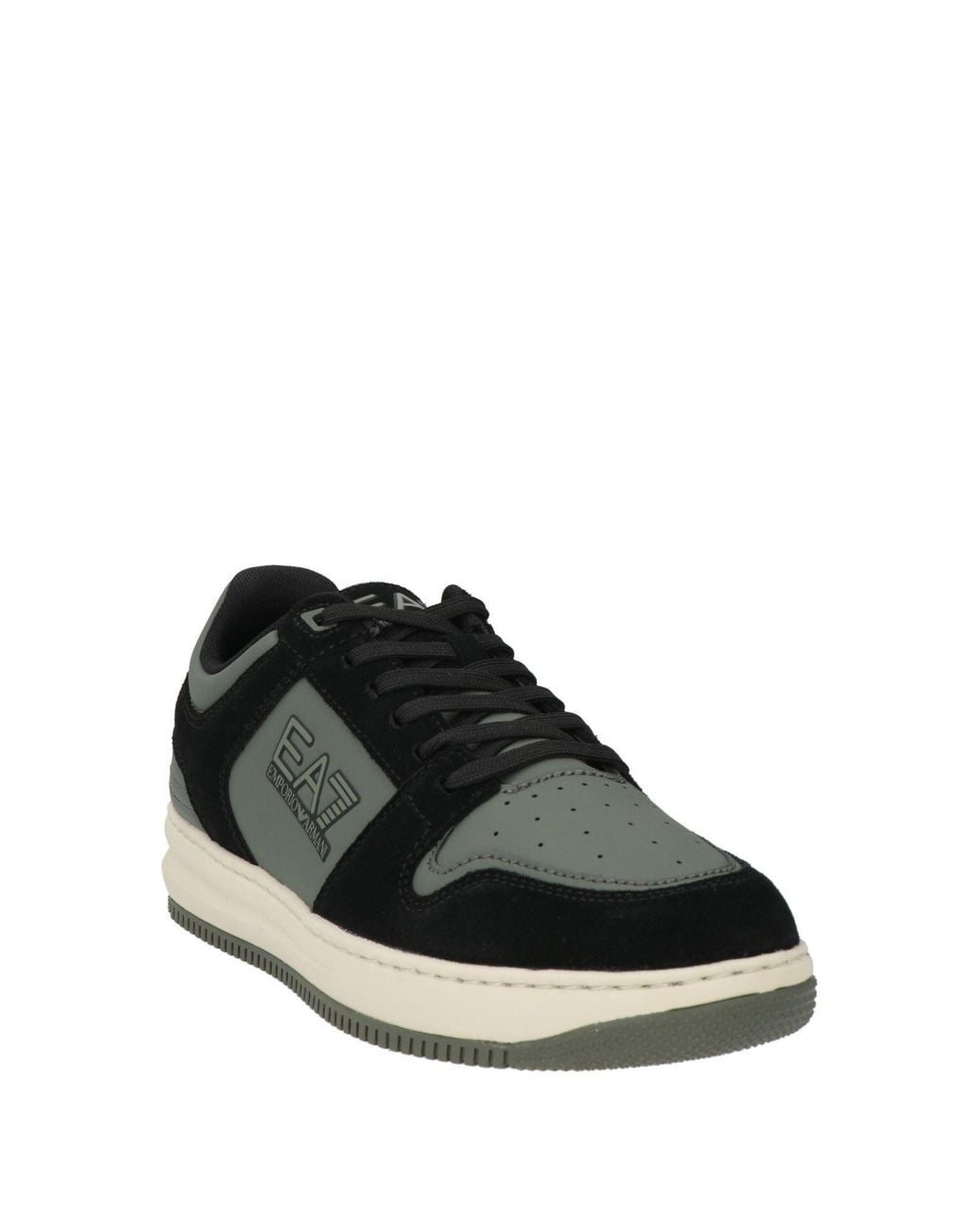 EA7 Black Military Sneakers Leather, Textile Fibers for men