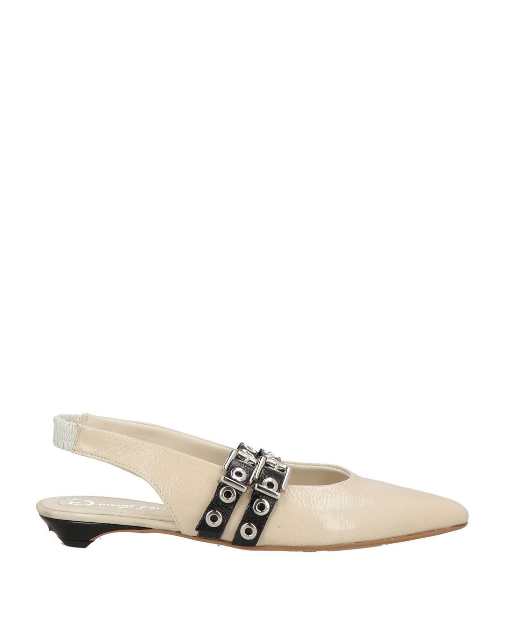 Divine Follie White Cream Ballet Flats Leather