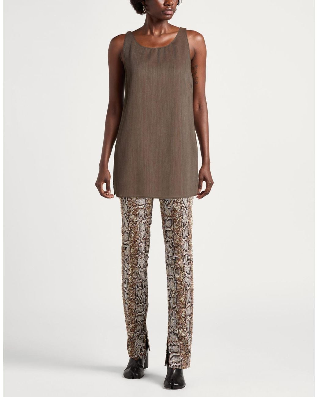 Carla G Brown Top Virgin Wool, Polyester, Viscose