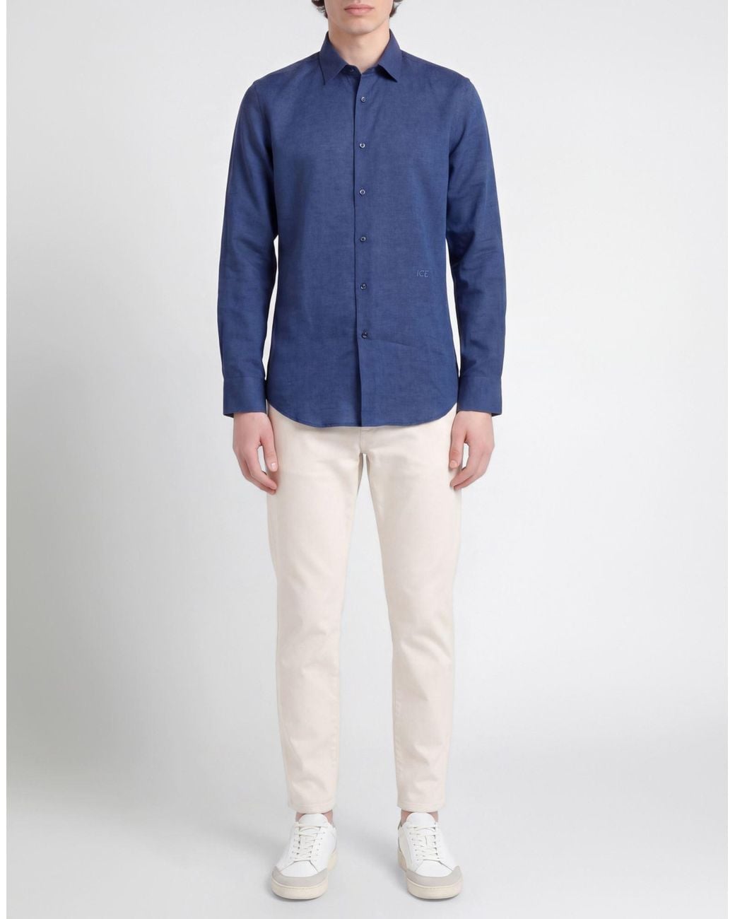 Ice Iceberg Blue Shirt Linen, Cotton for men
