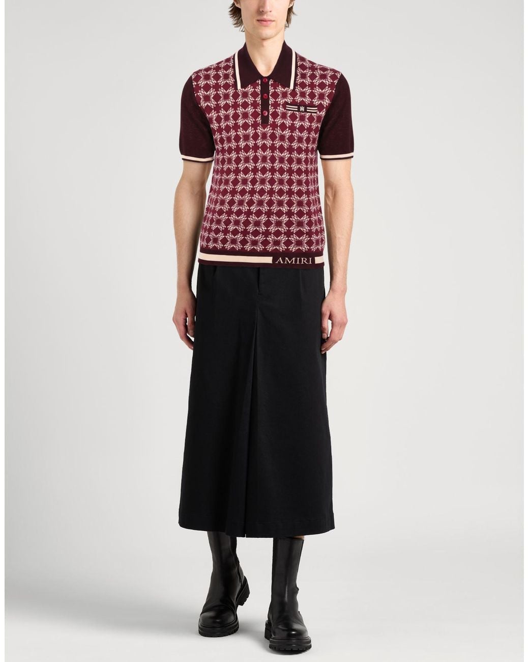 Amiri Red Burgundy Polo Shirt Wool, Viscose for men