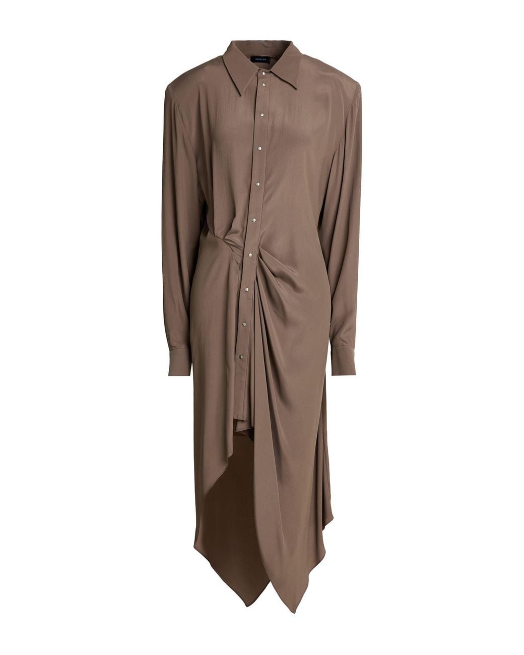 Mugler Brown Maxi Dress Acetate, Silk