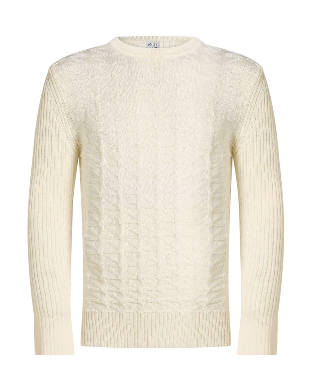 PHILOTINTO White Sweater Merino Wool, Acrylic for men