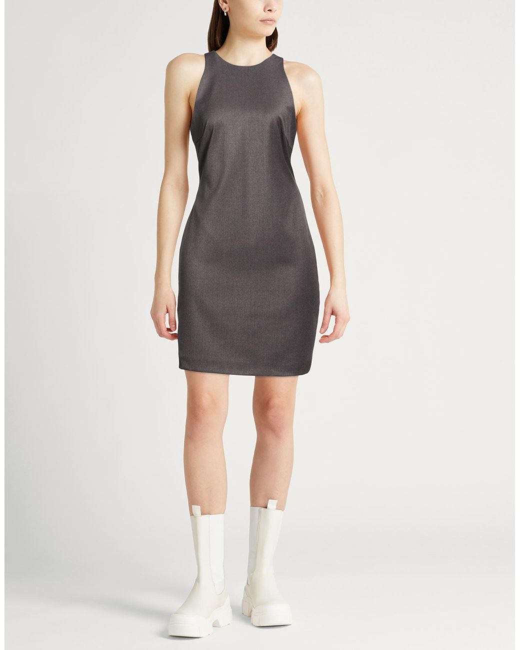 Carla G Gray Mini Dress Polyester, Viscose, Elastane