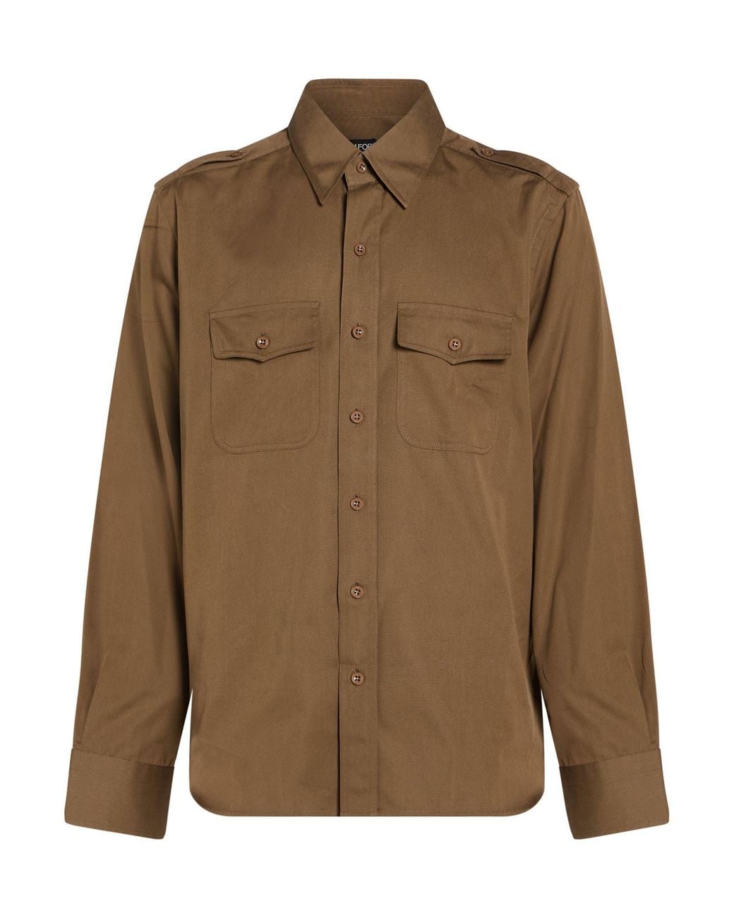 Tom Ford Brown Military Shirt Cotton, Silk for men