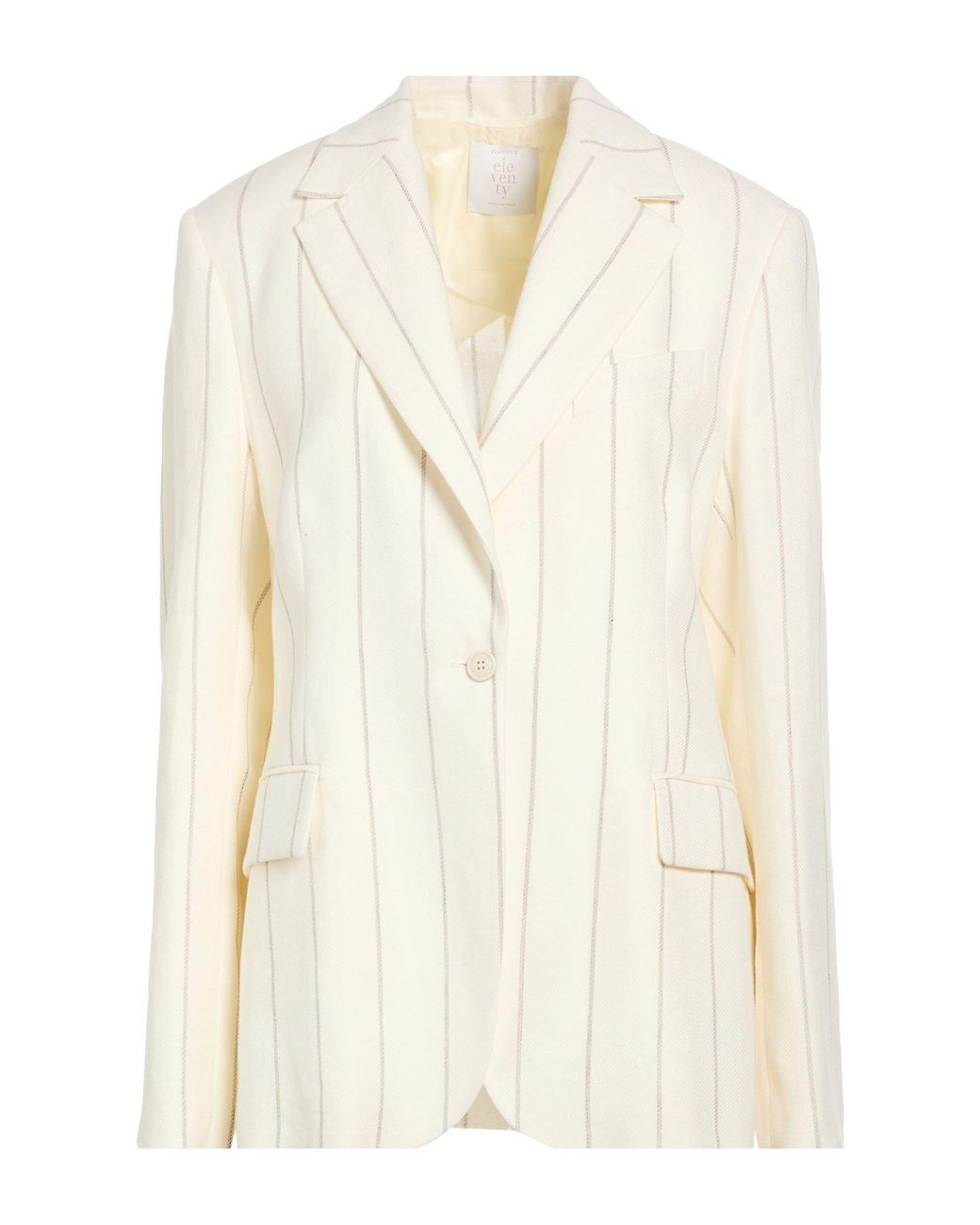 Eleventy White Ivory Blazer Linen, Wool