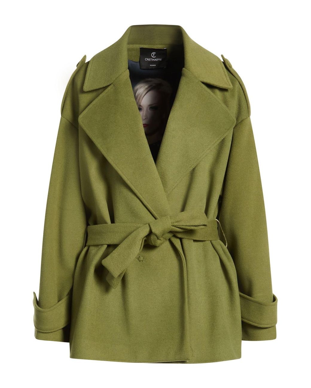 Cristinaeffe Green Coat Polyester, Viscose