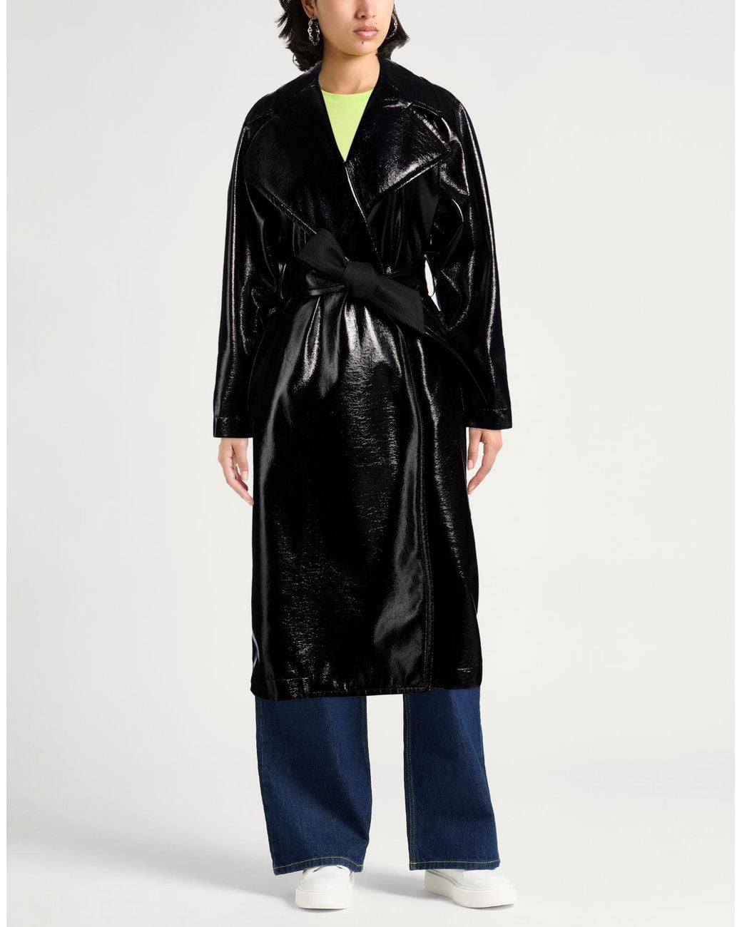 Barbara Bui Black Overcoat & Trench Coat Polyester, Polyurethane