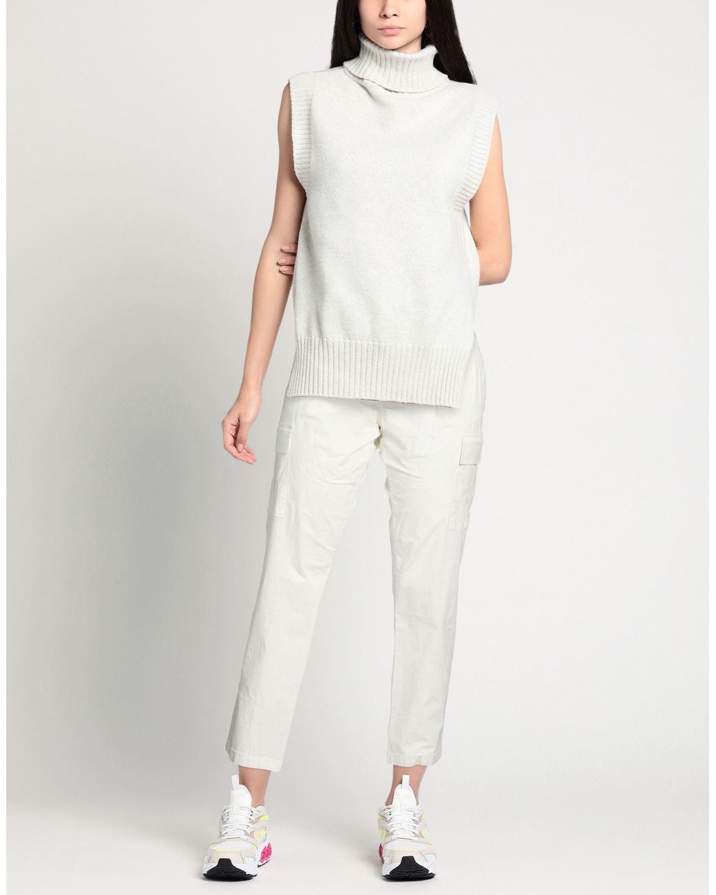Yes Zee White Pants Cotton, Elastane