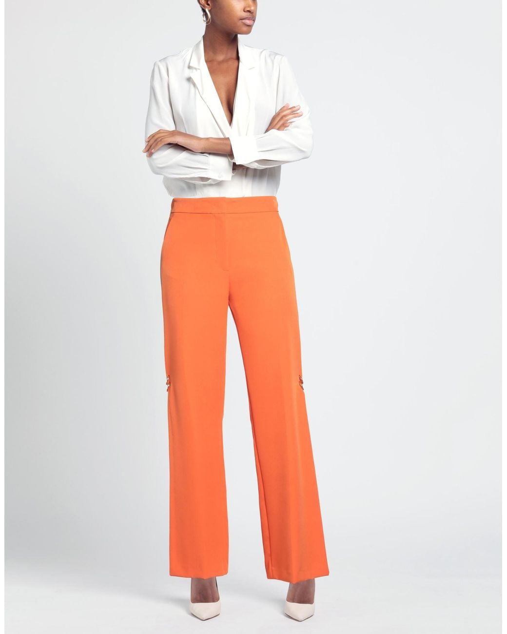 Camilla Orange Pants Polyester, Elastane