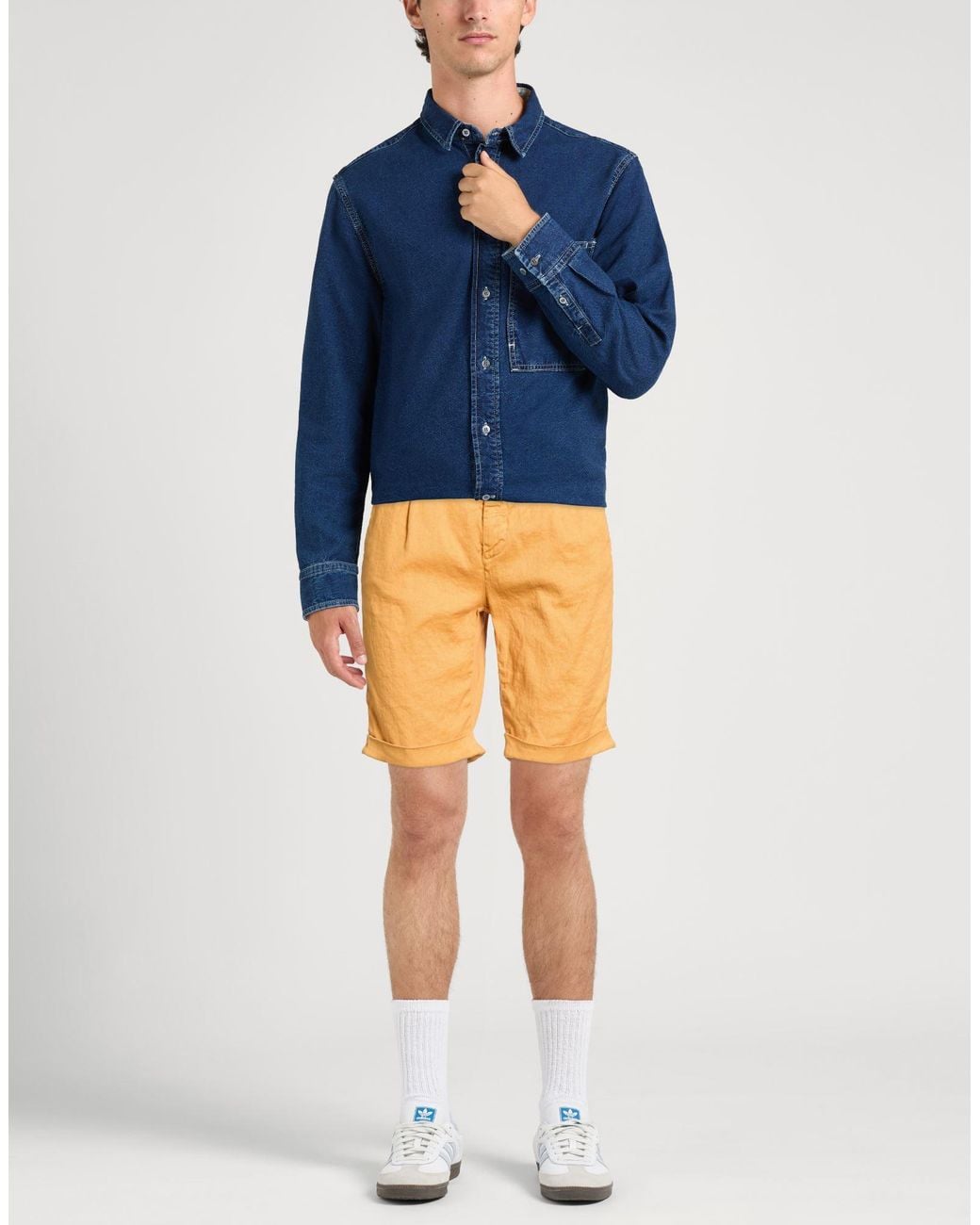 Mason's Orange Mustard Shorts & Bermuda Shorts Linen, Cotton, Elastane for men