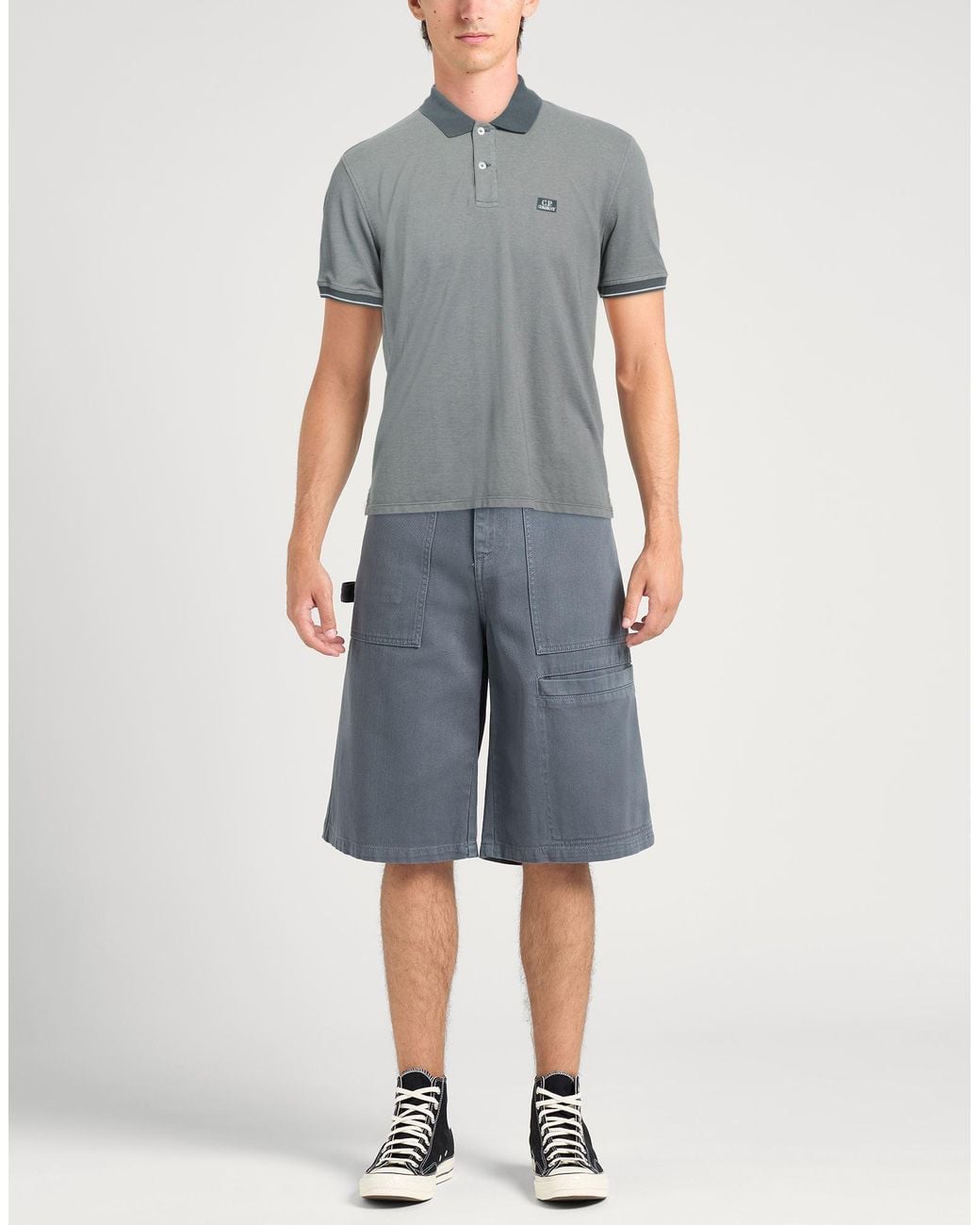 C P Company Gray Polo Shirt Cotton, Polyamide for men