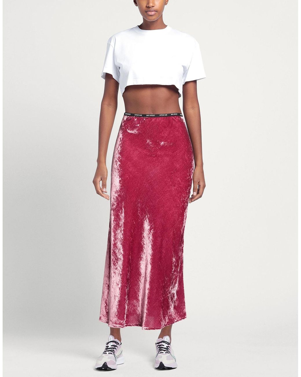 Ottod'Ame Red Maxi Skirt Rayon, Polyamide