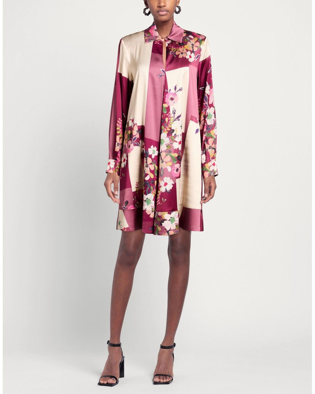 Shirtaporter Red Mauve Mini Dress Viscose, Elastane