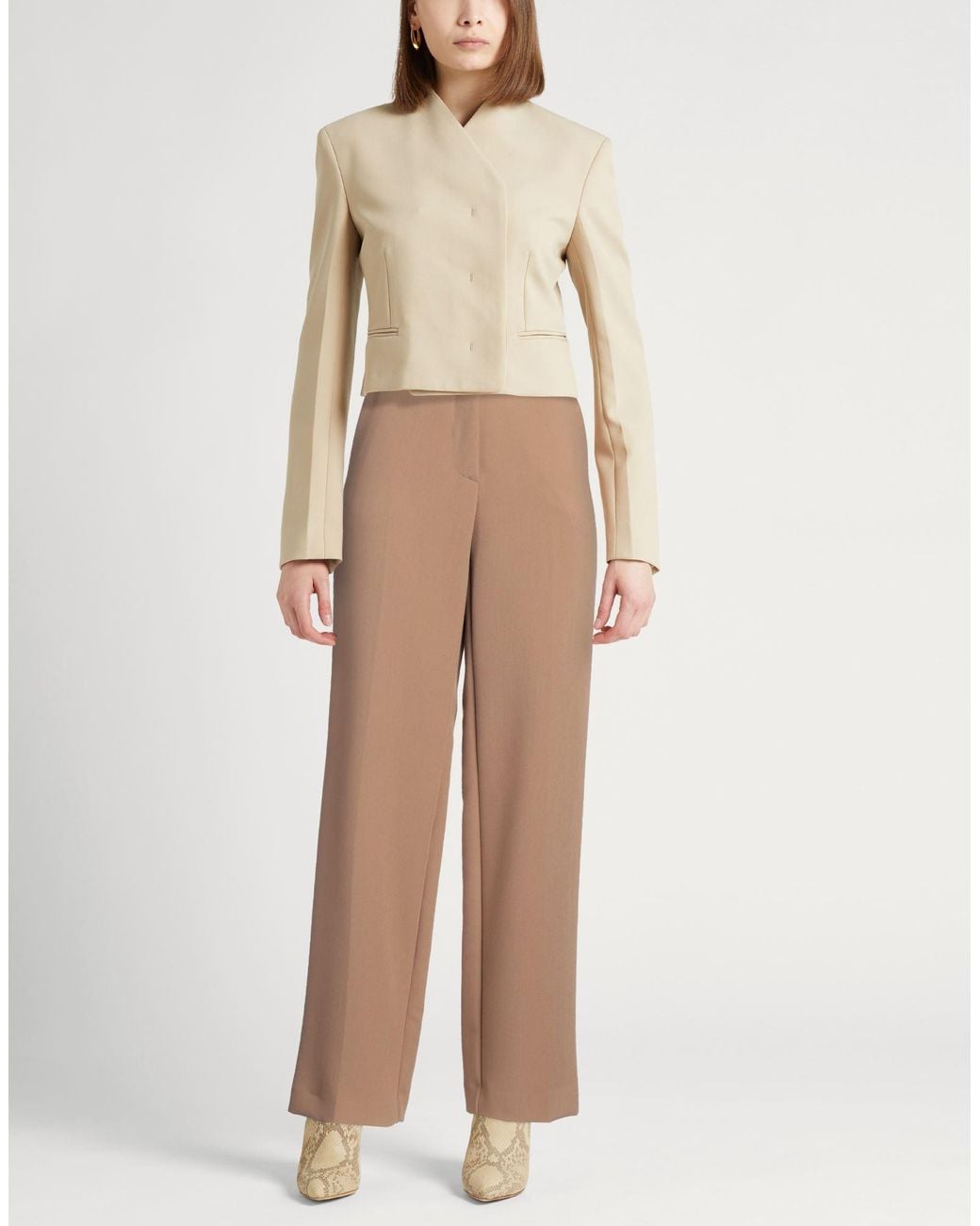 .., merci italia Natural Camel Pants Polyester, Viscose, Elastane