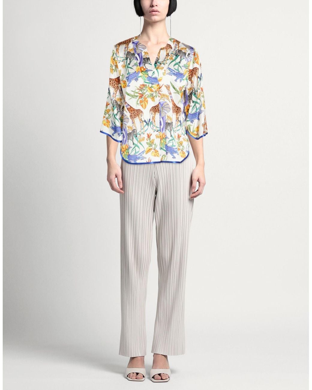 Shirtaporter Gray Top Silk, Elastane