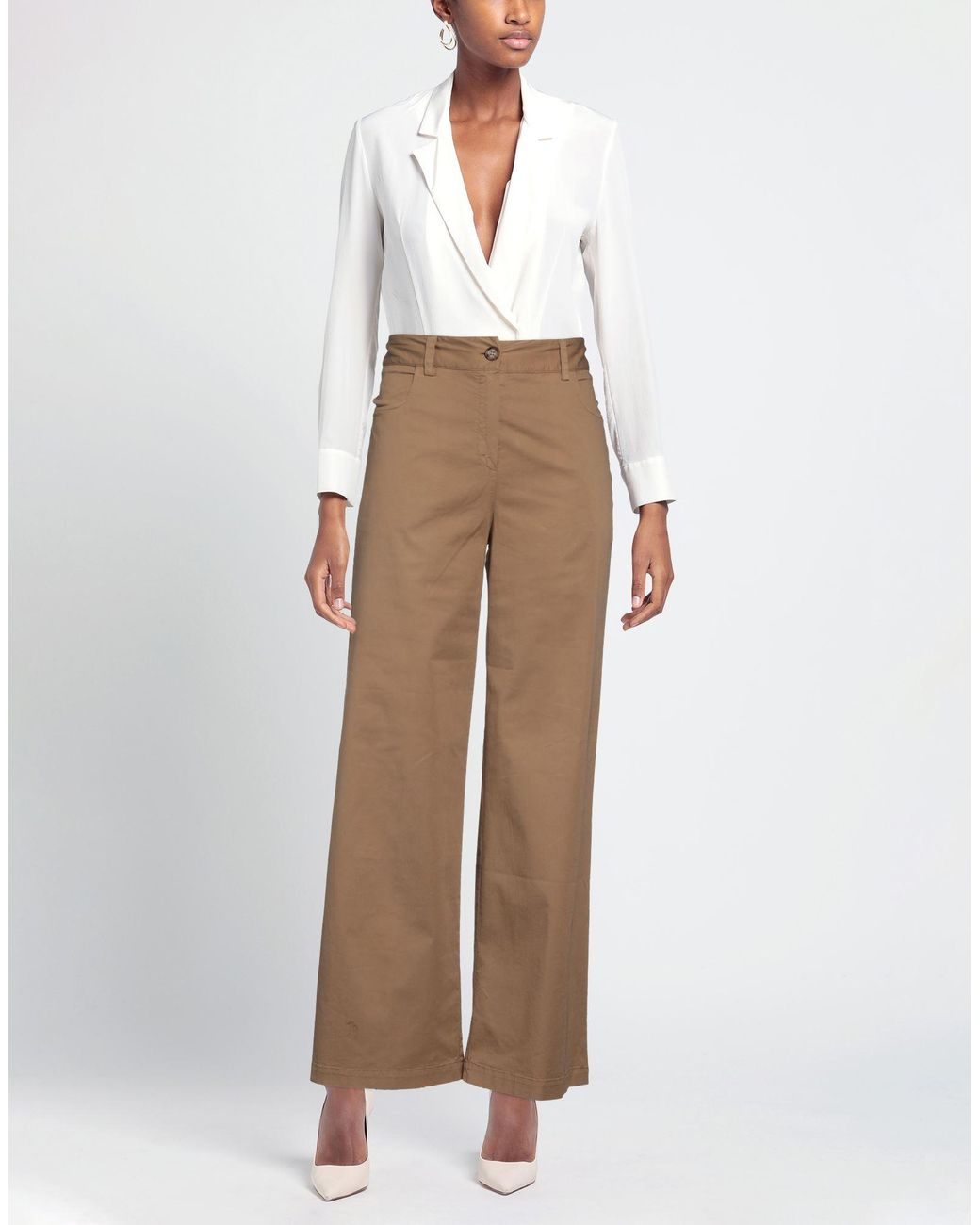 ALESSIA SANTI Brown Pants Cotton, Elastane