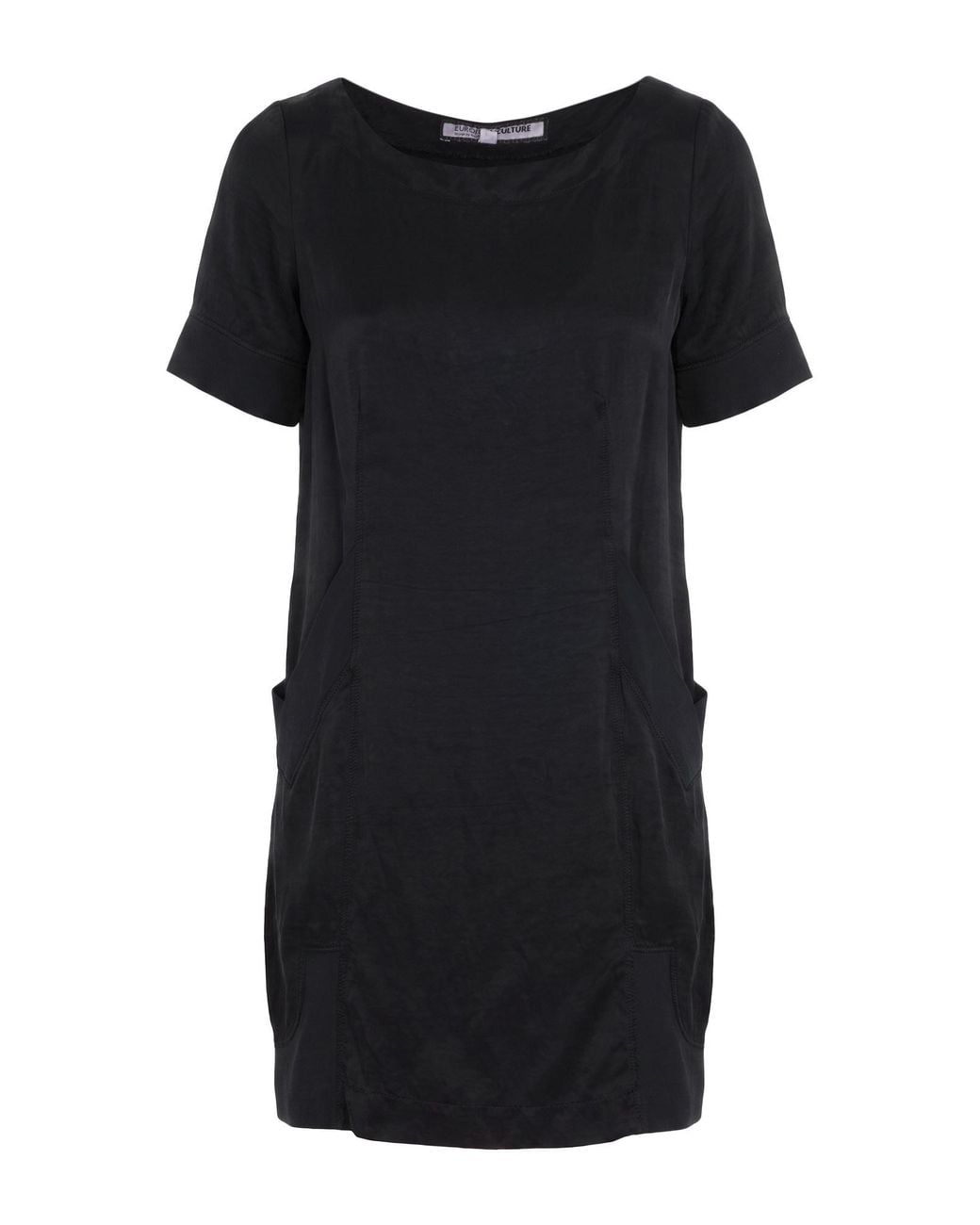 European Culture Black Mini Dress Rayon, Viscose, Cotton, Linen, Elastane