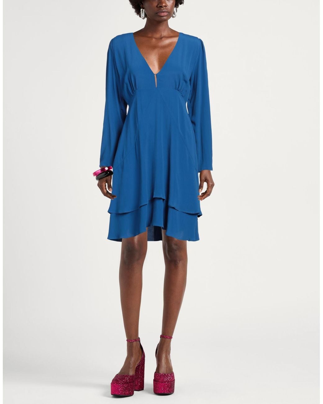 Liu Jo Blue Bright Mini Dress Acetate, Silk