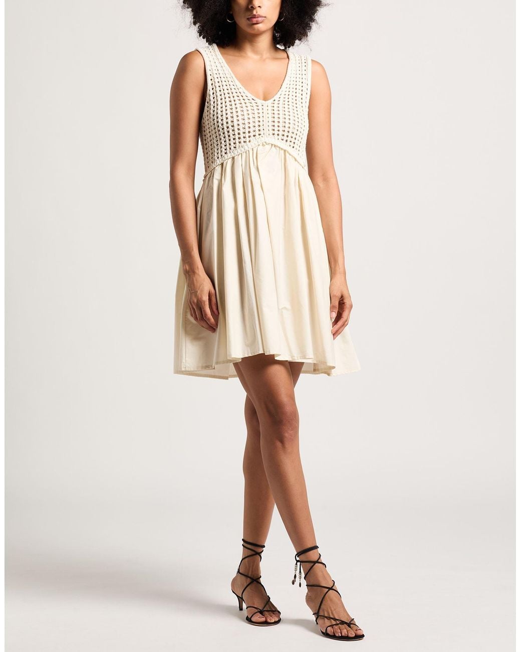 Liu Jo Natural Ivory Mini Dress Cotton, Polyester