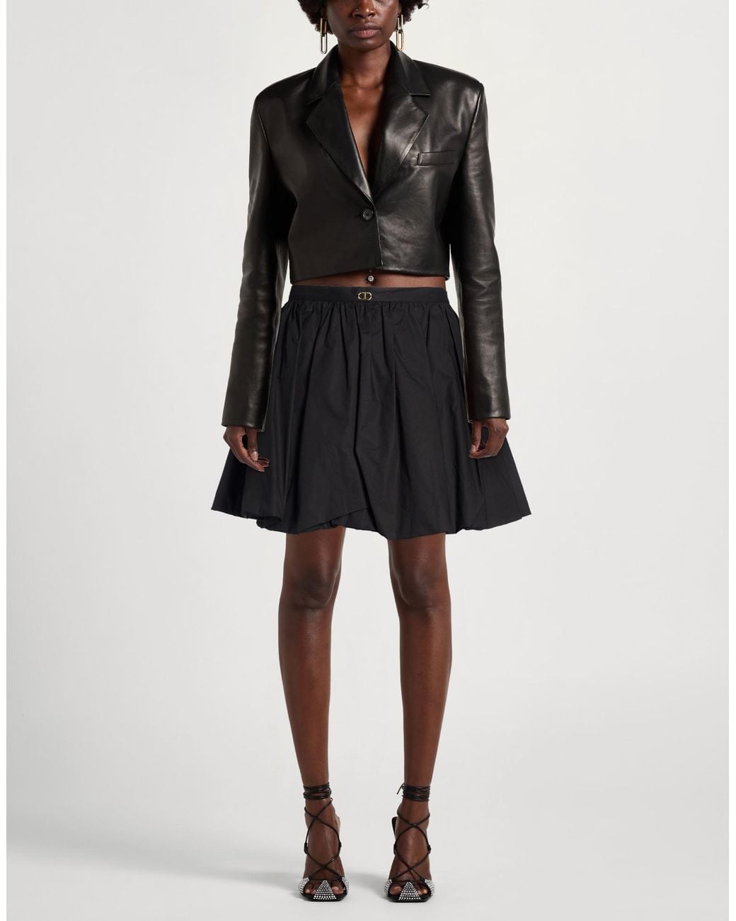 Twinset Black Mini Skirt Cotton, Elastane