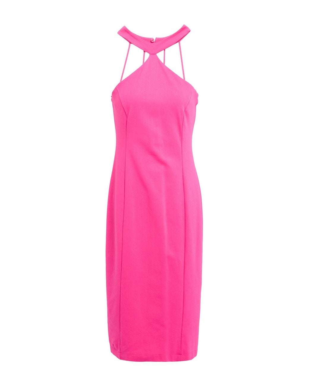 Gaelle Paris Pink Noir Fuchsia Midi Dress Viscose, Polyamide, Elastane