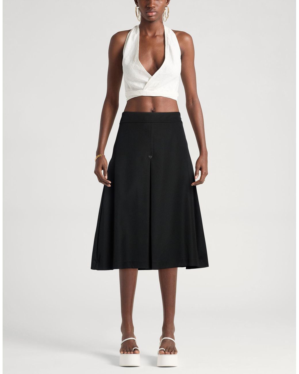 Department 5 Black Midi Skirt Polyester, Viscose