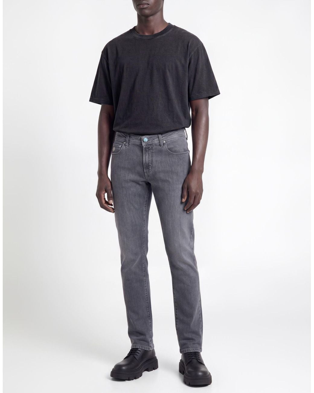 People Of Shibuya Gray Jeans Cotton, Elastane for men