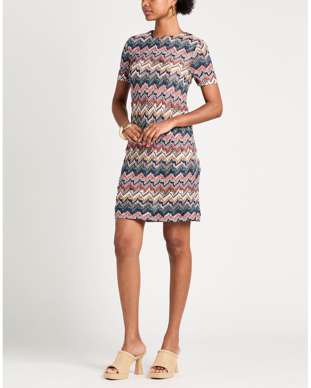 Missoni Blue Mini Dress Viscose, Wool, Metal Fiber
