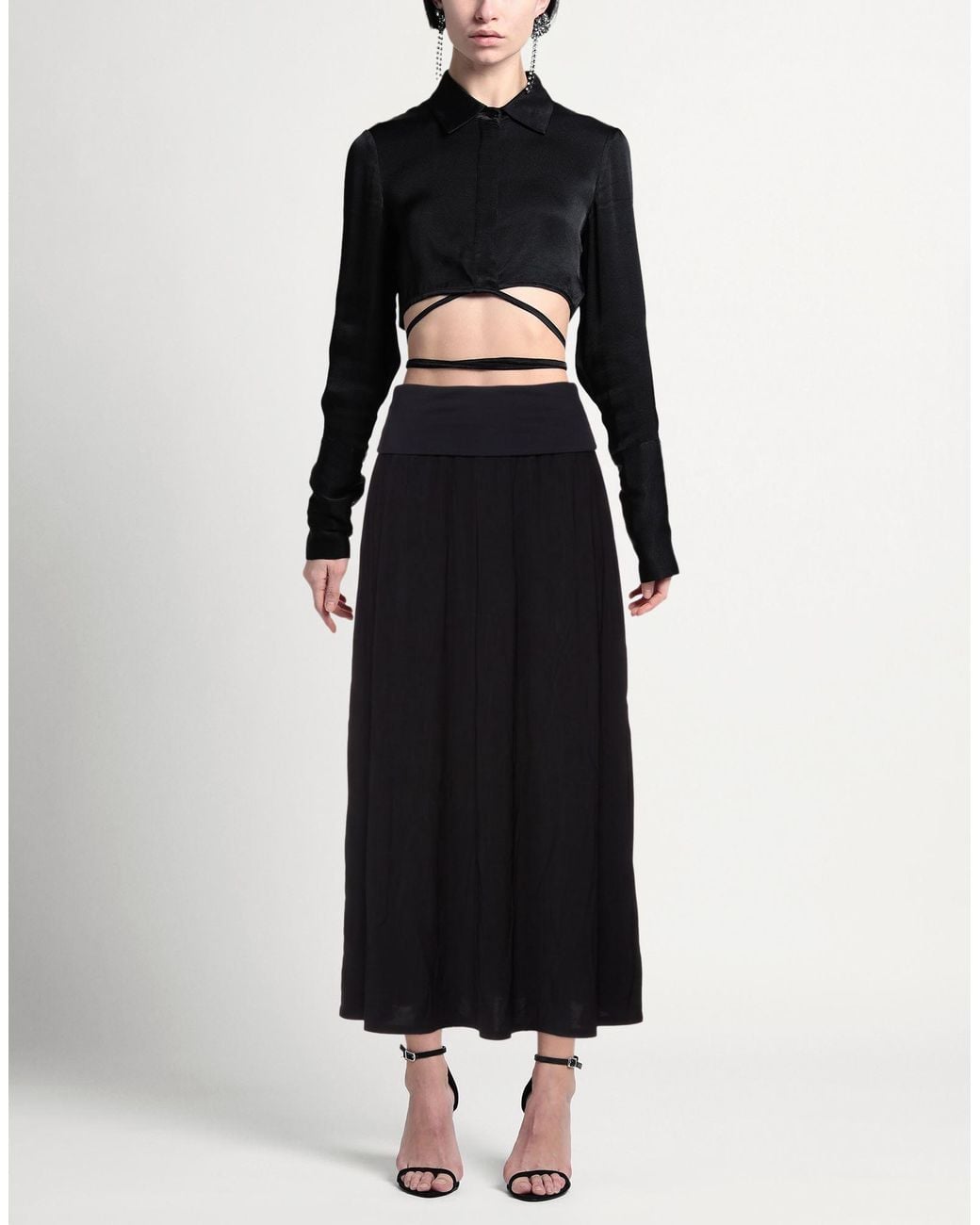 European Culture Black Midi Skirts