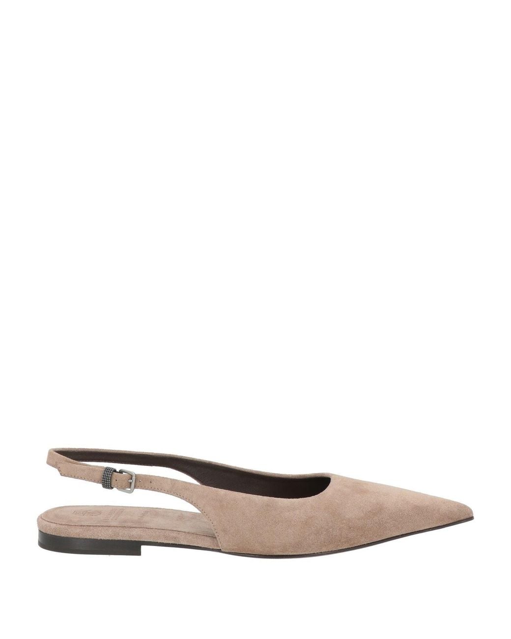 Brunello Cucinelli White Taupe Ballet Flats Leather