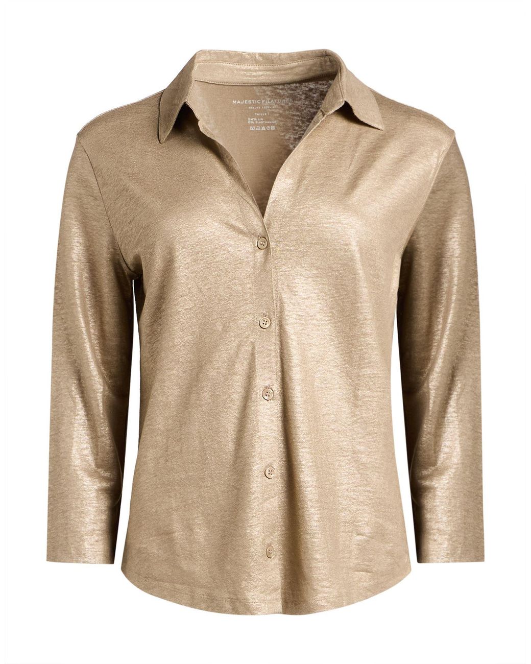 Majestic Filatures Natural Sand Shirt Linen, Elastane