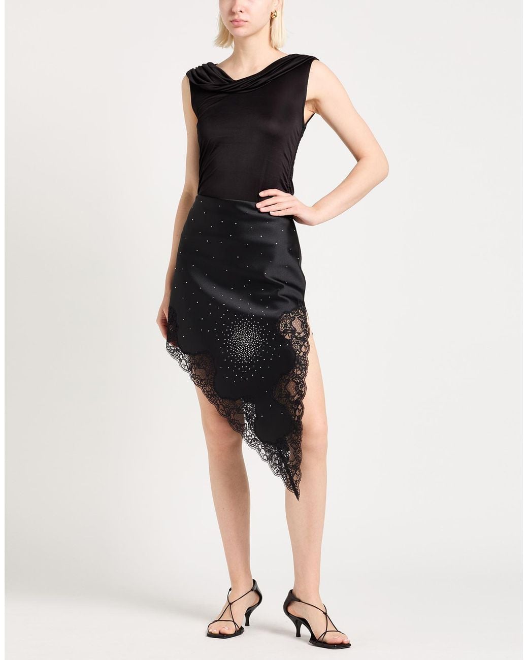 Karl Lagerfeld Black Bodysuit Acetate