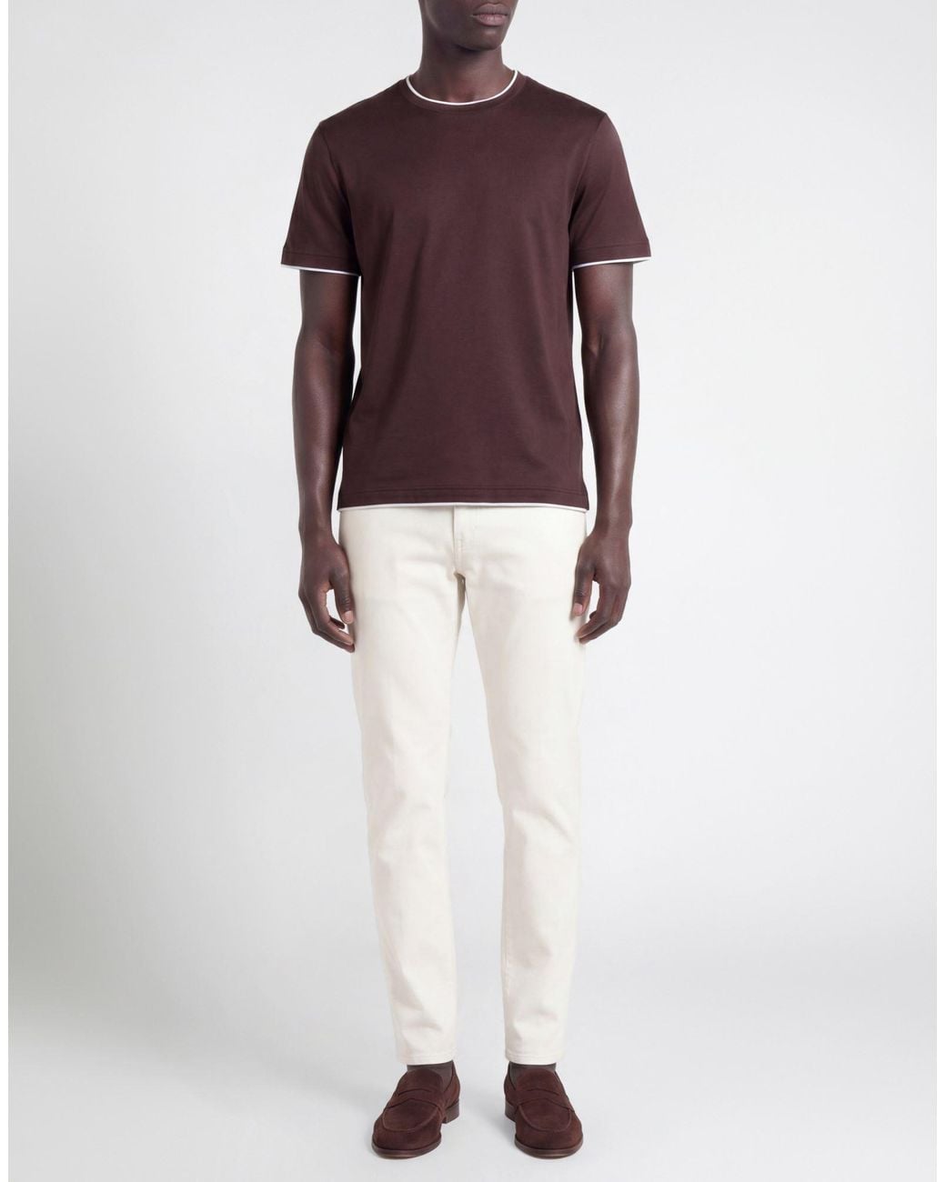 Eleventy Brown Platinum Burgundy T-Shirt Cotton for men