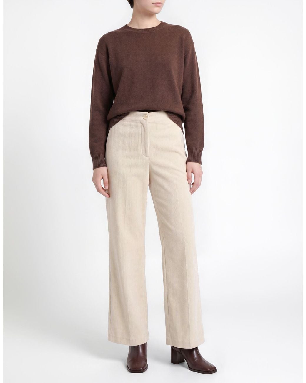 Marc Cain Natural Ivory Pants Cotton, Polyester, Elastane