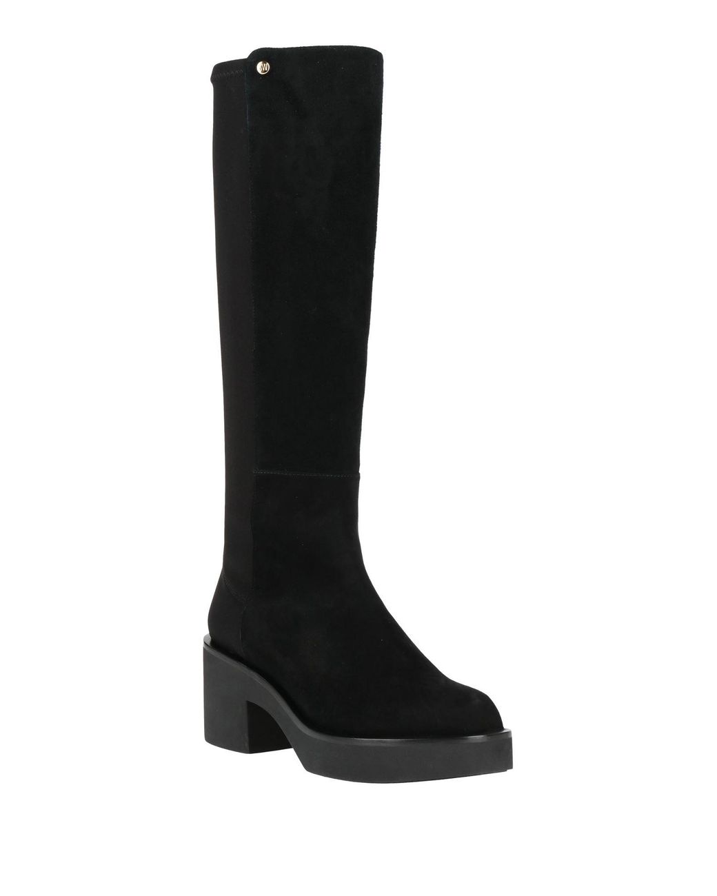 Stuart Weitzman Black Boot Leather, Textile Fibers
