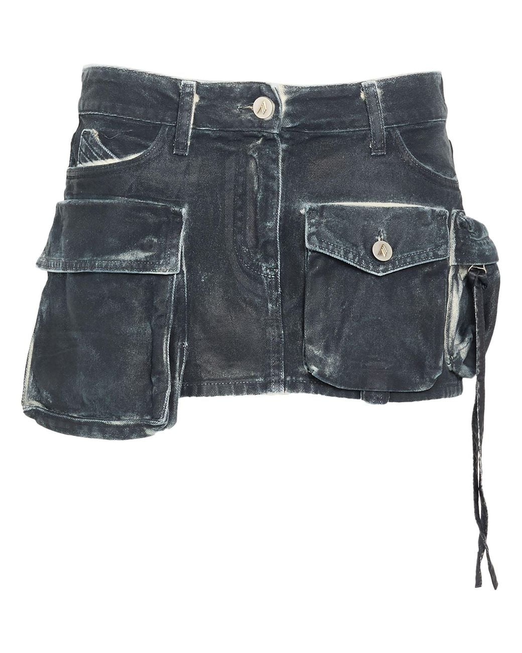 The Attico Blue Midnight Mini Skirt Cotton