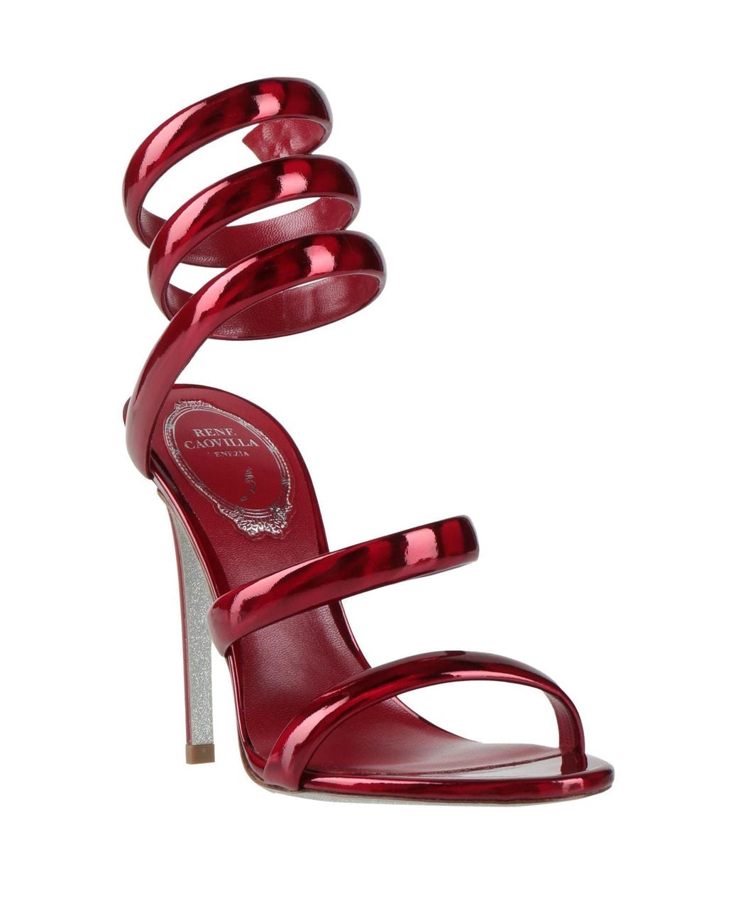 Rene Caovilla Red Burgundy Sandals Calfskin