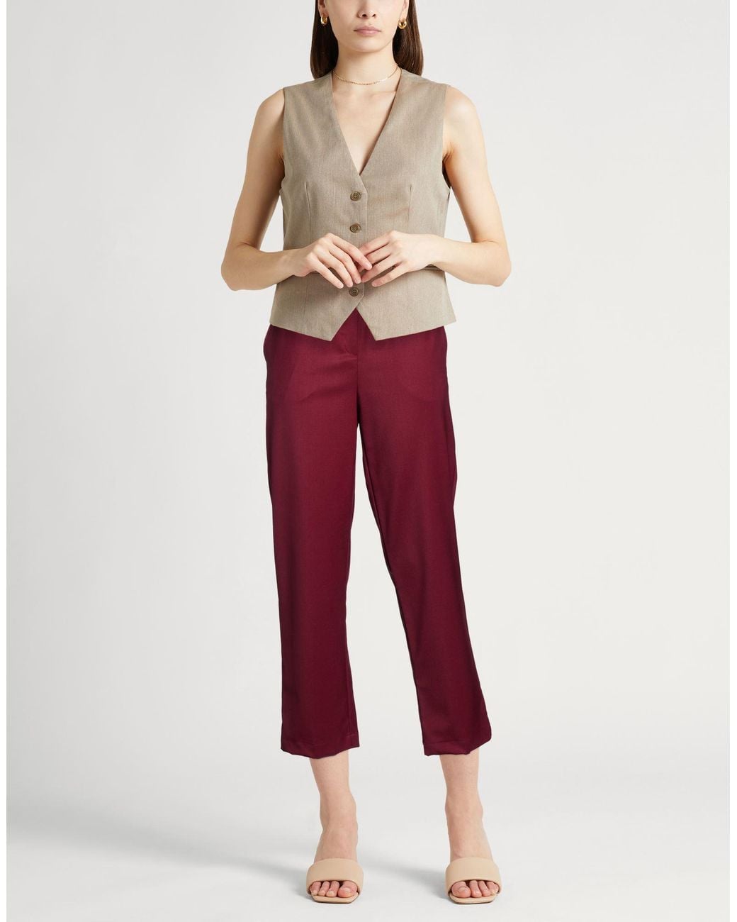 Erika Cavallini Semi Couture Red Pants Virgin Wool, Elastane