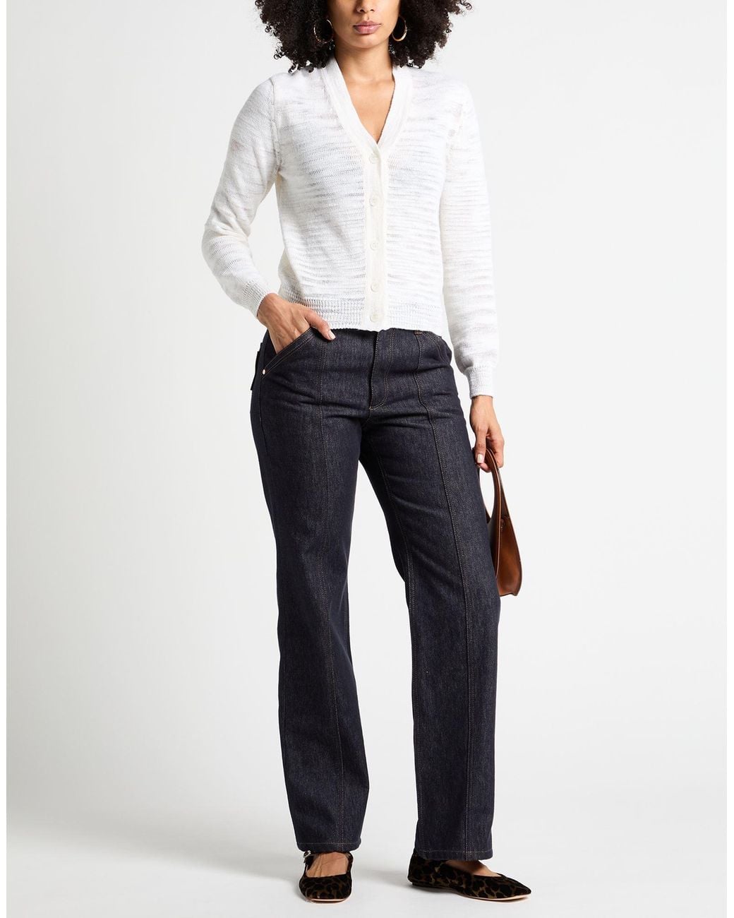 Tod's White Cardigan Linen, Polyester