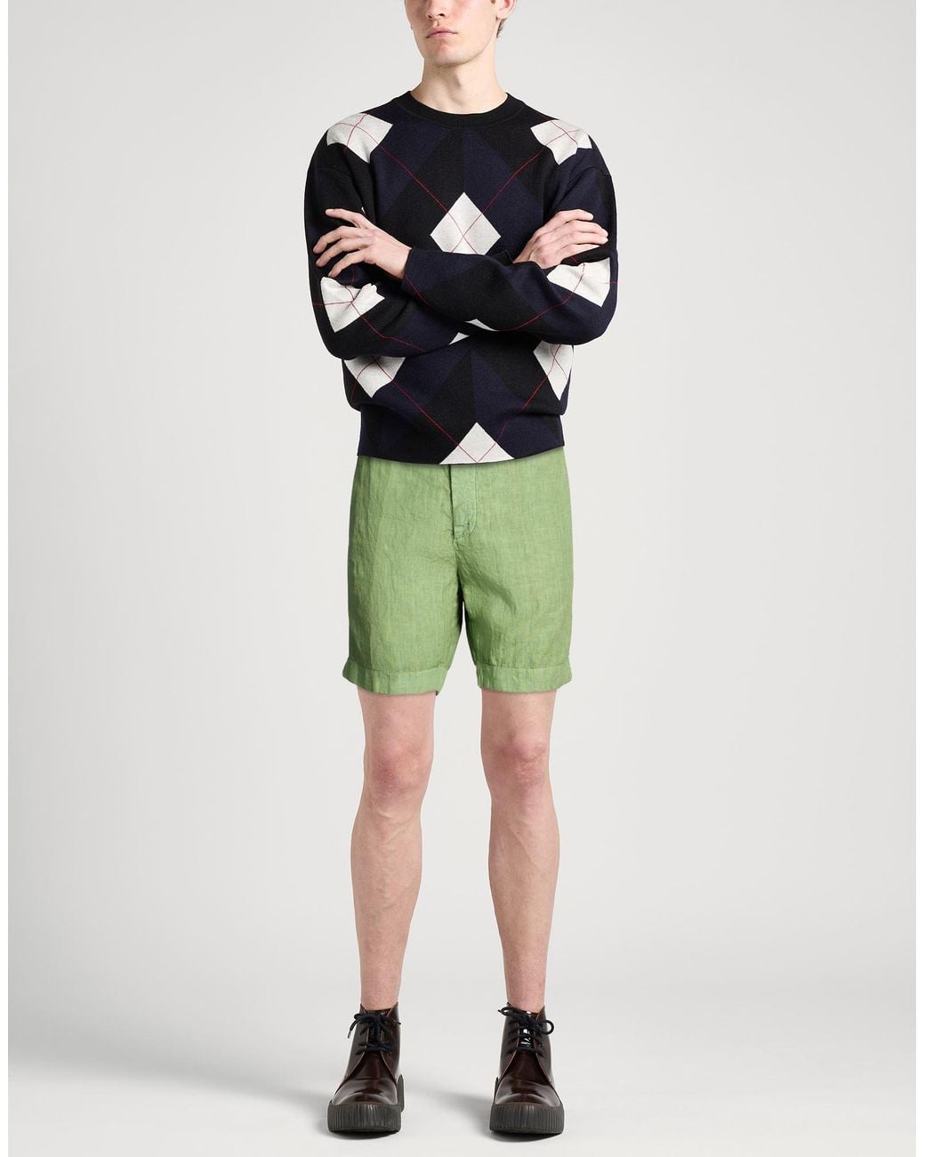 120% Lino Green Shorts & Bermuda Shorts for men