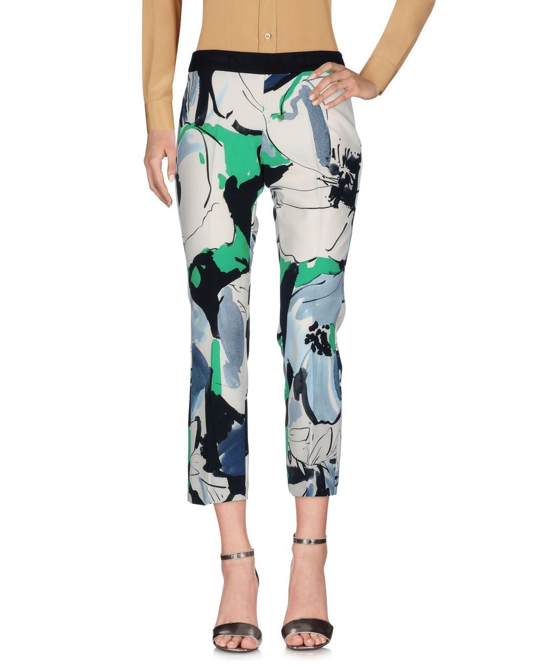 Liviana Conti Blue Ivory Pants Polyester, Elastane, Viscose, Polyamide