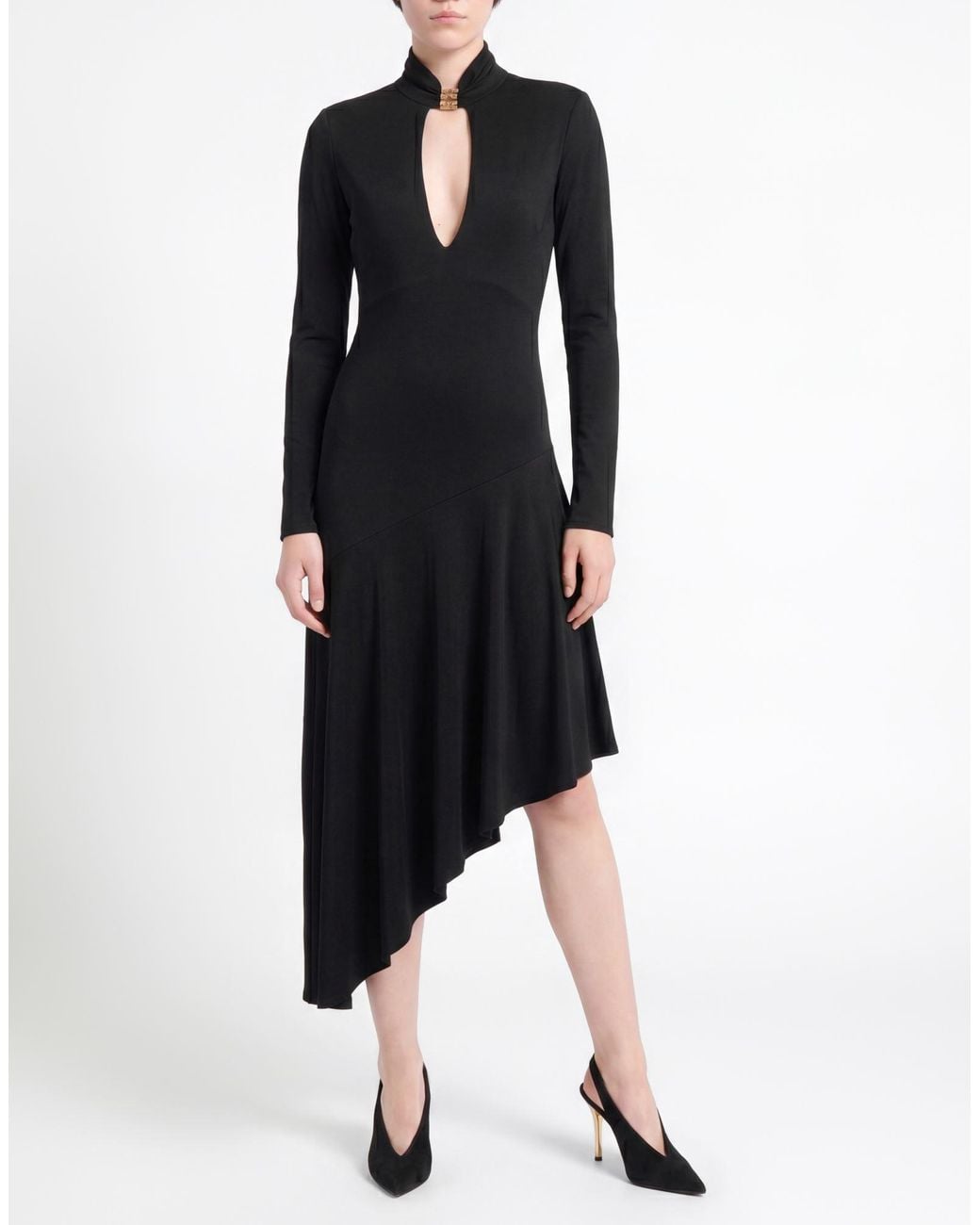 Elisabetta Franchi Black Midi Dress Viscose, Elastane