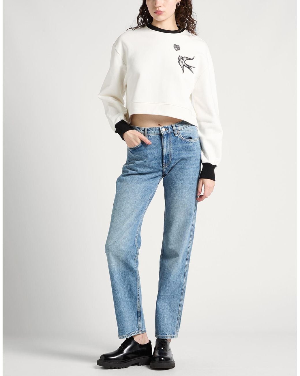 Pinko White Sweatshirt Cotton