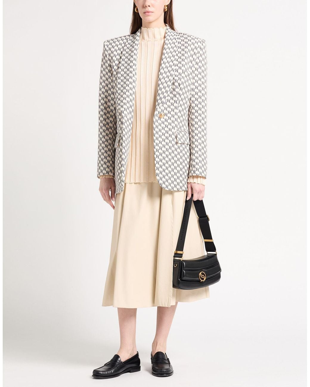 Elisabetta Franchi White Blazer Polyester, Elastane