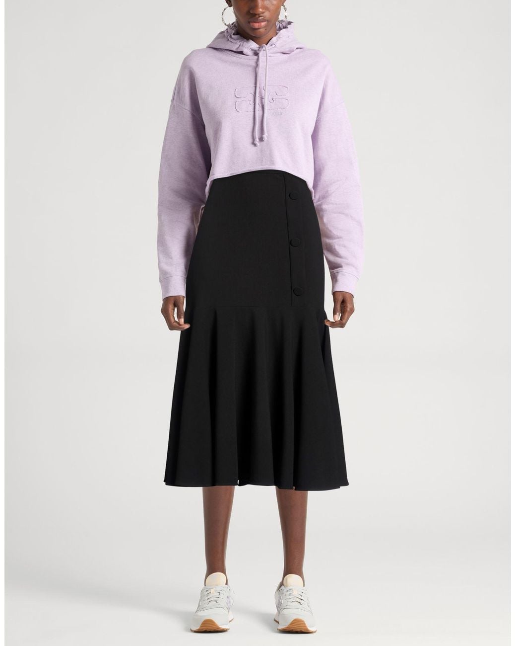 Sandro Black Midi Skirt Polyester, Viscose, Elastane
