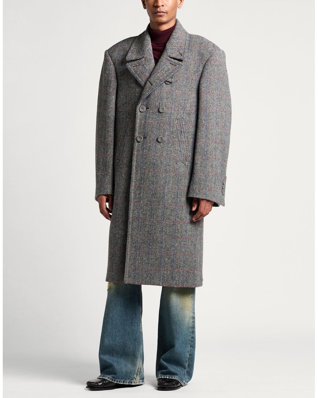 Thom Browne Gray Coat Wool for men