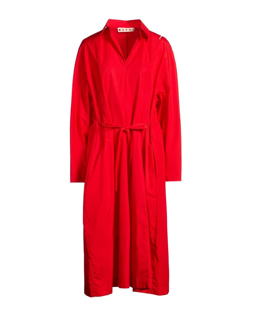 Marni Red Midi Dress Cotton