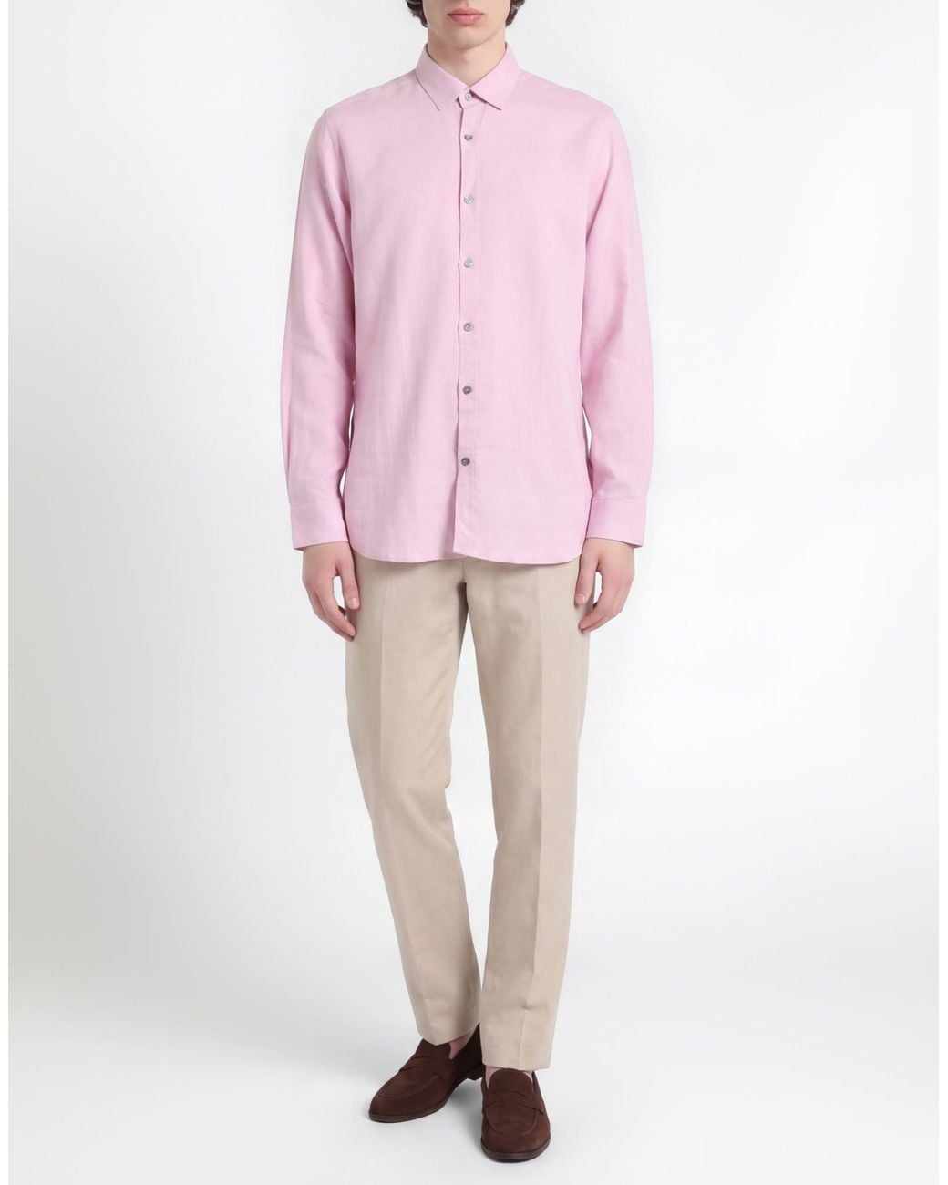 Messagerie Pink Shirt Linen, Viscose for men