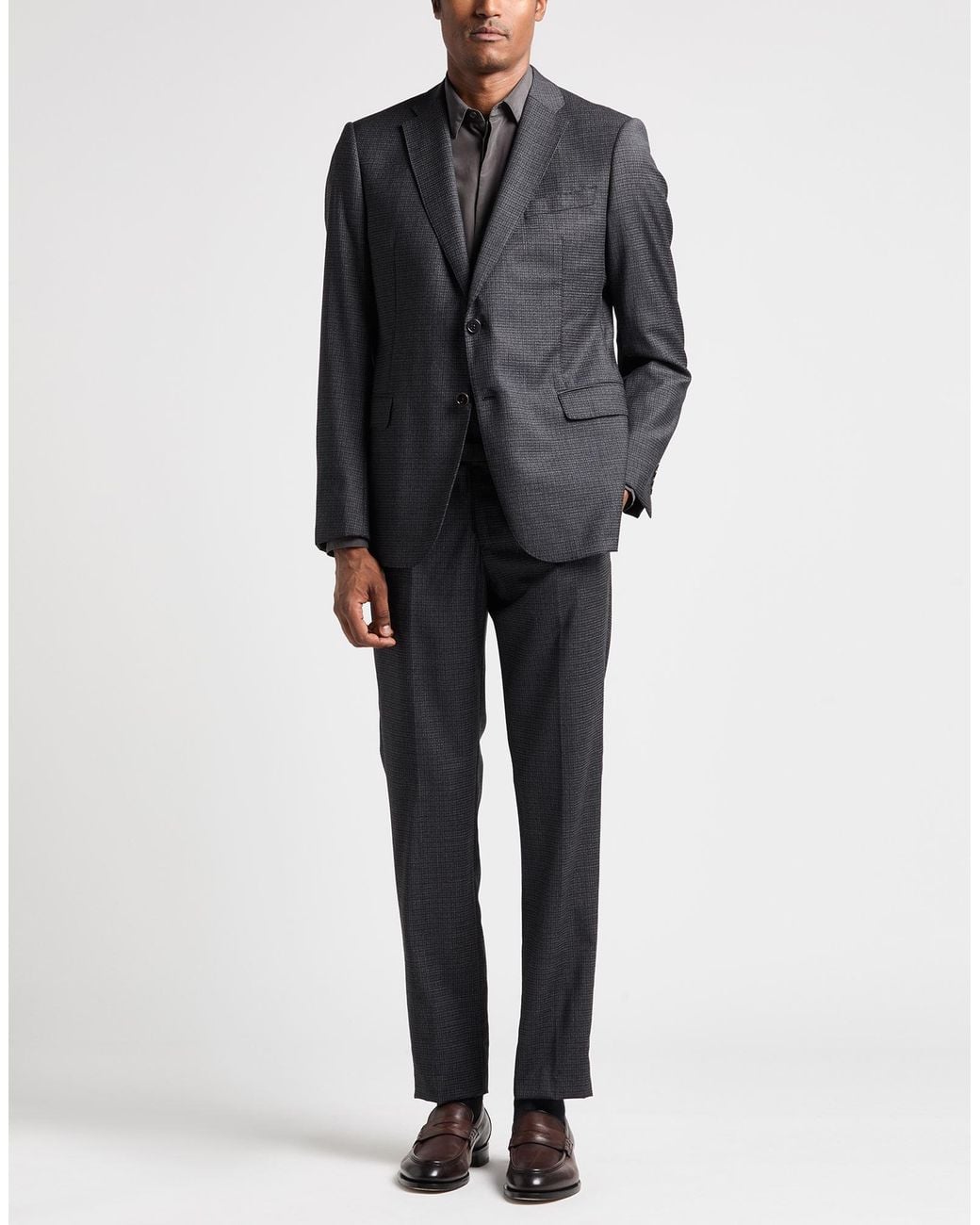 Emporio Armani Blue Charcoal Suit Virgin Wool, Elastane for men